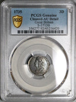 1735 PCGS AU George II 3 Pence Great Britain Silver Coin (22111504C)