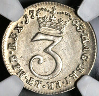 1763 NGC MS 63 George III 3 Pence  Great Britain Silver Coin (20061601C)