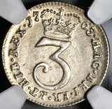 1763 NGC MS 63 George III 3 Pence  Great Britain Silver Coin (20061601C)