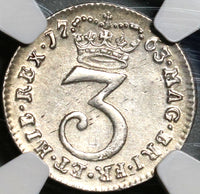 1763 NGC MS 63 George III 3 Pence  Great Britain Silver Coin (20061601C)