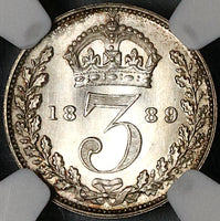 1889 NGC MS 66 Victoria Maundy 3 Pence Great Britain Silver Coin (22080901C)