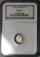 1905 NGC MS 65 Edward VII 3 Pence Great Britain Silver Coin (20042302C)