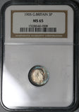 1905 NGC MS 65 Edward VII 3 Pence Great Britain Silver Coin (20042302C)