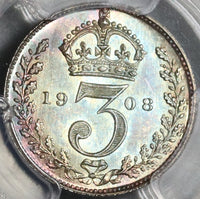 1908 PCGS PL 66 Edward VII 3 Pence Maundy Proof Like Great Britain Coin (20021901C)