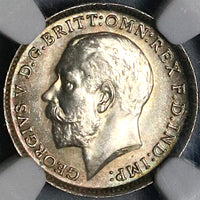 1913 NGC MS 65+ George V 3 Pence Great Britain Gem Sterling Silver Coin (22100903C)