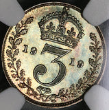 1919 NGC MS 66 George V 3 Pence Maundy Mint State Great Britain Coin (22021303C)