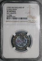 1553 NGC XF Det Queen Mary Groat 4 Pence Great Britain England Coin (21101701C)