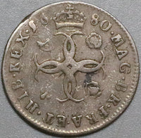 1680 Charles II 4 Pence VF Great Britain Groat Sterling Silver Coin (22101701R)