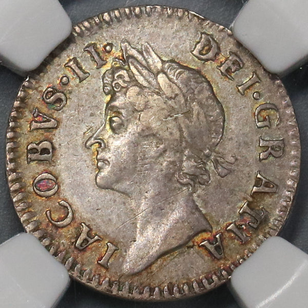 1688 NGC AU 55 James II 1/8 Date Error 4 Pence Groat Great Britain Rare Silver Coin POP 1/0 (21090801C)