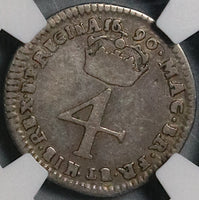 1690 6/5 NGC VF 20 William Mary 4 Pence Groat Great Britain England Mint Error Coin (21100602C)