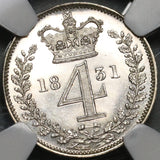 1831 NGC MS 63 William IV Great Britain 4 Pence Maundy Silver Coin (21021601C)