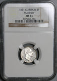 1831 NGC MS 63 William IV Great Britain 4 Pence Maundy Silver Coin (21021601C)