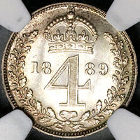 1889 NGC MS 66 Victoria Maundy 4 Pence Groat Great Britain Silver Coin (22080902C)