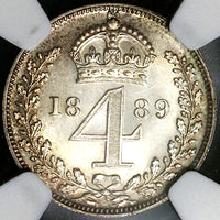 1889 NGC MS 66 Victoria Maundy 4 Pence Groat Great Britain Silver Coin (22080902C)