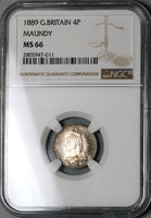1889 NGC MS 66 Victoria Maundy 4 Pence Groat Great Britain Silver Coin (22080902C)