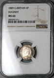 1889 NGC MS 66 Victoria Maundy 4 Pence Groat Great Britain Silver Coin (22080902C)