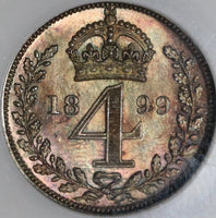 1899 NGC MS 64 Victoria  4 Pence Great Britain Gem Old Fatty Holder Coin (21053001C)