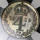 1919 NGC MS 66 George V 4 Pence Maundy Mint State Great Britain Coin (22021304C)