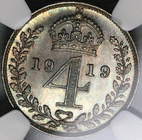 1919 NGC MS 66 George V 4 Pence Maundy Mint State Great Britain Coin (22021304C)