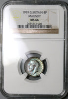 1919 NGC MS 66 George V 4 Pence Maundy Mint State Great Britain Coin (22021304C)