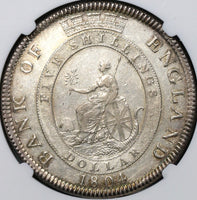 1804 NGC AU 53 George III 5 Shillings Silver Dollar Great Britain Coin (18073103C)