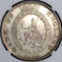 1804 NGC AU 53 George III 5 Shillings Silver Dollar Great Britain Coin (18073103C)