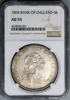 1804 NGC AU 53 George III 5 Shillings Silver Dollar Great Britain Coin (18073103C)