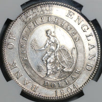 1804 NGC AU Det George III Great Britain 5 Shilling Silver Bank Dollar Coin (20110401C)