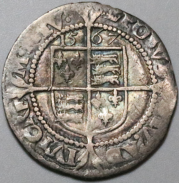 1567 Elizabeth I 6 Pence Britain England Tudor Hammered Silver Coin (2 ...