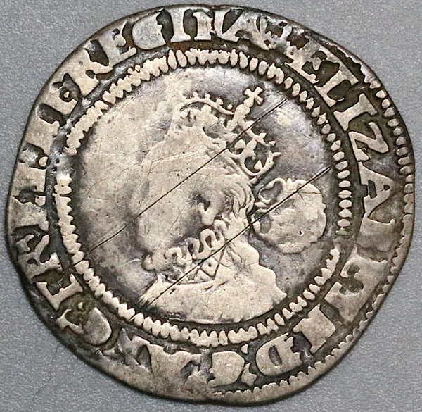 1568 Elizabeth I 6 Pence Britain England Silver Hammered Tudor Rose Coin (22013001R)