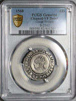1568 Elizabeth I 6 Pence Great Britain Silver Coin PCGS VF Det (20112601C)