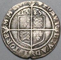 1585 Elizabeth I 6 Pence Britain England Hammered Tudor Silver Coin (23012001R)