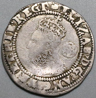 1590 Elizabeth I 6 Pence Britain England Tudor Hammered Silver Coin (23012301R)