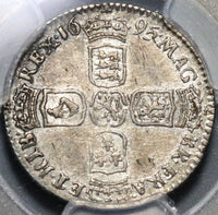 1695 PCGS AU55 William III 6 Pence England Great Britain Rare Silver Coin (19101601C)