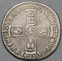 1696-y William III 6 Pence Great Britain York Mint Silver Coin (21100403R)
