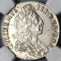 1697 NGC MS 63 William III 6 Pence Great Brtiain Mint State Coin (19102004C)