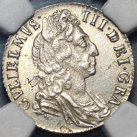 1697 NGC MS 63 William III 6 Pence Great Brtiain Mint State Coin (19102004C)