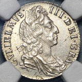 1697 NGC MS 63 William III 6 Pence Great Brtiain Mint State Coin (19102004C)