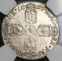 1697 NGC MS 63 William III 6 Pence Great Brtiain Mint State Coin (19102004C)