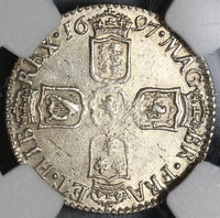 1697 NGC MS 63 William III 6 Pence Great Brtiain Mint State Coin (19102004C)