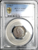 1758/7 PCGS MS 63 George II 6 Pence Great Britain Overdate Rare Coin (17070601D)