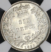 1839 NGC MS 64 Victoria 6 pence Great Britain Silver Coin (18110801C)