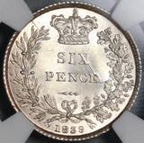 1839 NGC MS 64 Victoria 6 Pence Great Britain Mint State Coin (21011001C)