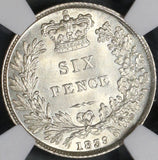 1839 NGC MS 64 Victoria 6 pence Great Britain Silver Coin (18110801C)