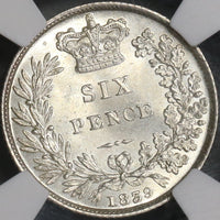 1839 NGC MS 64 Victoria 6 pence Great Britain Silver Coin (18110801C)