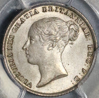 1842 PCGS MS 64 Victoria 6 Pence Great Britain Silver Rare Sterling Coin (21092301D)