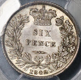 1842 PCGS MS 64 Victoria 6 Pence Great Britain Silver Rare Sterling Coin (21092301D)