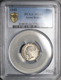 1842 PCGS MS 64 Victoria 6 Pence Great Britain Silver Rare Sterling Coin (21092301D)
