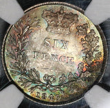 1846 NGC MS 64 Victoria 6 Pence Great Britain Mint State Silver Coin (20011403C)