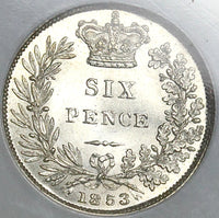 1853 NGC MS 64 Victoria 6 Pence Great Britain Mint State Silver Coin (22022001C)